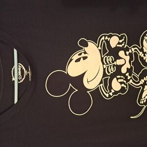 Disney Black T-Shirt with Mickey Skeleton Design